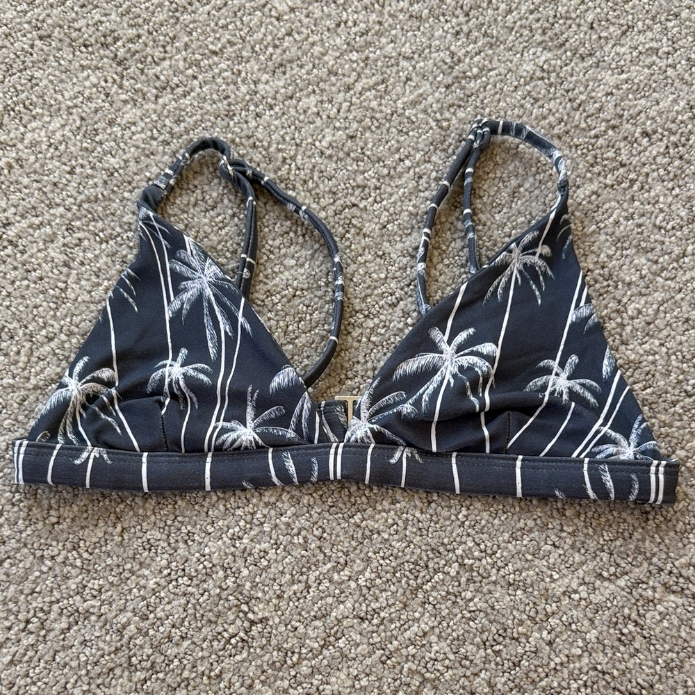 Palm Tree Print Triangle Bikini Top